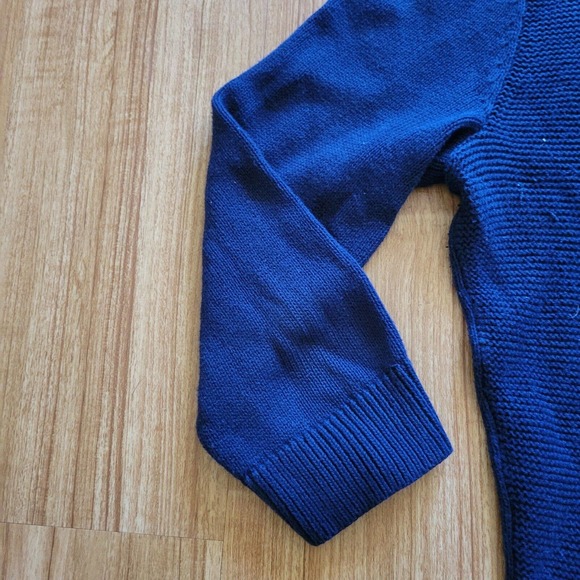 Talbots Sweater Shirt Top Womens Medium Navy Blue Knit Boat Neck Button Classic - Picture 7 of 11